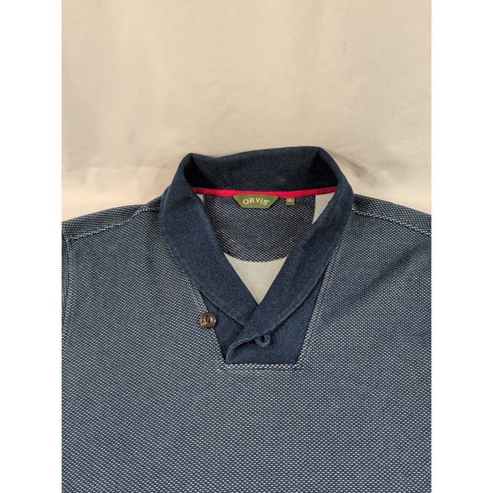 ORVIS Men's Sweater Size XL‎ Cotton Blend Pullover Navy Gray Olive Shawl Collar